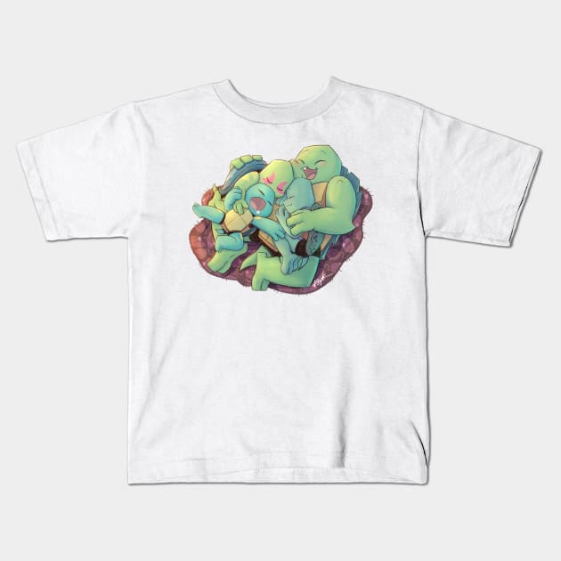 Baby Turtles Nap Time Kids T-Shirt by Slightly Magic